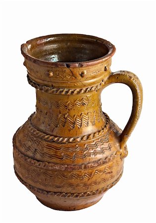 Old vase from clay, the handwork, isolated. Stock Photo - Budget Royalty-Free & Subscription, Code: 400-04812387