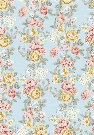 beautiful Rose bouquet design Seamless pattern with blue background Photographie de stock - Aubaine LD & Abonnement, Code: 400-04812694