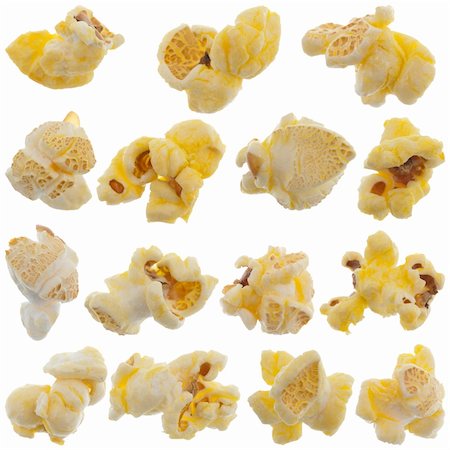 sweet and salty - Popped kernels of pop corn snack isolated on white background. Stock Photo - Budget Royalty-Free & Subscription, Code: 400-04812758
