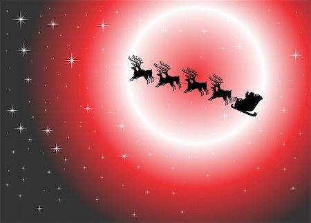 simsearch:400-06739427,k - Image illustration of Santa's sleigh  flying Stockbilder - Microstock & Abonnement, Bildnummer: 400-04812889