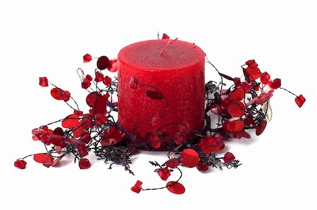 simsearch:400-05326817,k - Red candle as home decoration, isolated on white background Stock Photo - Budget Royalty-Free & Subscription, Code: 400-04813538