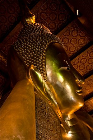 Golden Statue of Reclining Buddha, Thailand Stock Photo - Budget Royalty-Free & Subscription, Code: 400-04813679