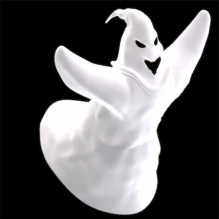 funny cartoon ghost. 3D rendering with clipping path and shadow over white Stock Photo - Budget Royalty-Free & Subscription, Code: 400-04813779