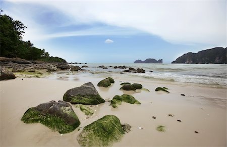 simsearch:400-06073565,k - Big stones on the sand tropical beach. Phi-Phi Island Foto de stock - Super Valor sin royalties y Suscripción, Código: 400-04824081