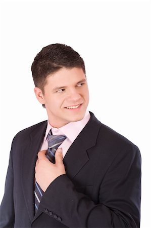 Portrait of Happy Businessman looking back isolated on white Stockbilder - Microstock & Abonnement, Bildnummer: 400-04824095