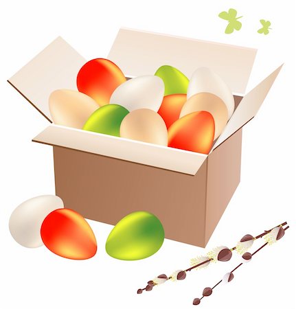 simsearch:400-05371255,k - Open box full of colorful easter eggs Foto de stock - Royalty-Free Super Valor e Assinatura, Número: 400-04824199