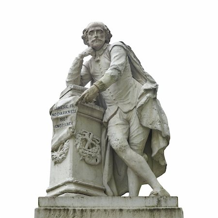 Statue of William Shakespeare (year 1874) in Leicester square, London, UK - isolated over white Stock Photo - Budget Royalty-Free & Subscription, Code: 400-04824191