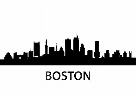 simsearch:400-05738137,k - detailed silhouette of Boston, Massachusetts Photographie de stock - Aubaine LD & Abonnement, Code: 400-04824713