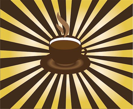 simsearch:400-04518865,k - vector illustration of cup of coffee and sunburst background Stock Photo - Budget Royalty-Free & Subscription, Code: 400-04824744