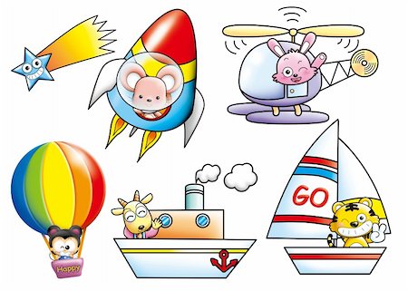 simsearch:400-04354487,k - Cute cartoon design elements set -vehicle Stock Photo - Budget Royalty-Free & Subscription, Code: 400-04824877