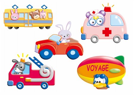 simsearch:400-04354487,k - Cute cartoon design elements set - vehicle Stock Photo - Budget Royalty-Free & Subscription, Code: 400-04824871