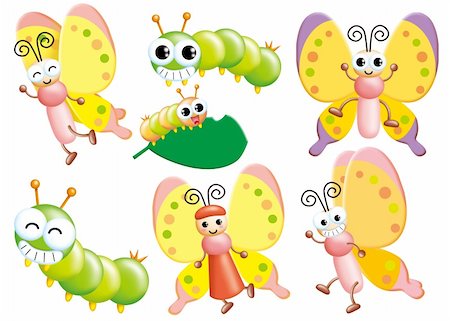 simsearch:400-04354487,k - Cute cartoon design elements set - butterfly Stock Photo - Budget Royalty-Free & Subscription, Code: 400-04824914