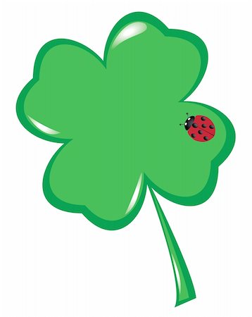 simsearch:400-06570489,k - vector illustration of a shamrock with a ladybug Stock Photo - Budget Royalty-Free & Subscription, Code: 400-04824915