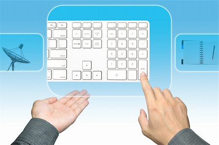 simsearch:400-05681747,k - businessman hand pushing keyboard on a touch screen interface Stock Photo - Budget Royalty-Free & Subscription, Code: 400-04824937