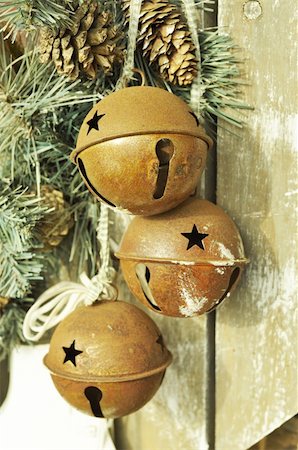 door bell - Old sleigh bells used as Holiday decoration Stock Photo - Budget Royalty-Free & Subscription, Code: 400-04824932
