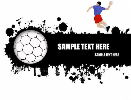 grunge handball poster with player and ball on black and white,vector illustration Stock Photo - Budget Royalty-Free & Subscription, Code: 400-04824942