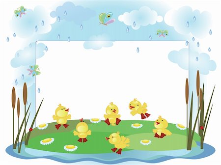 duckling meadow - Summer frame,ducklings Stock Photo - Budget Royalty-Free & Subscription, Code: 400-04825279