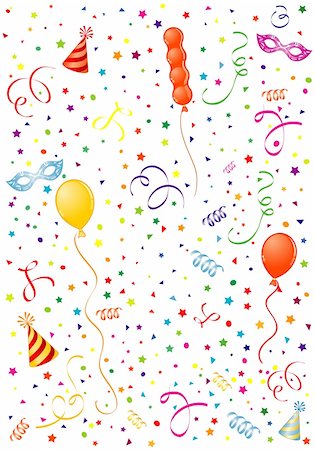 simsearch:400-04402561,k - Party Time theme with Balloon, streamer, carnival mask and hat, element for design, vector illustration Foto de stock - Super Valor sin royalties y Suscripción, Código: 400-04825473