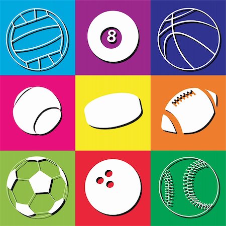 vector set of various sport balls Stock Photo - Budget Royalty-Free & Subscription, Code: 400-04829368