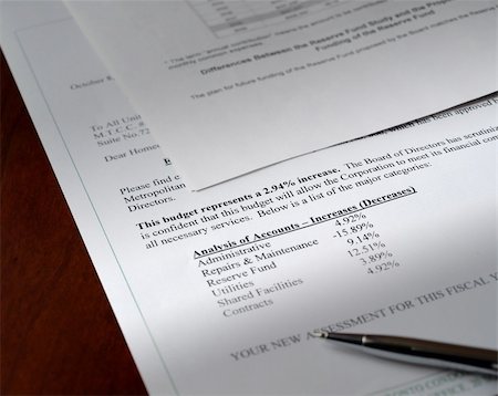 Budget document with pen on the table Photographie de stock - Aubaine LD & Abonnement, Code: 400-04829414