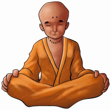 young monk meditation in a sit position wearing a robe Stock Photo - Budget Royalty-Free & Subscription, Code: 400-04829439