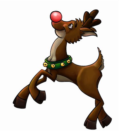 reindeer clip art - rudolph the red nose reindeer starting to fly Stock Photo - Budget Royalty-Free & Subscription, Code: 400-04829442