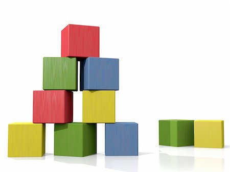 Lot of colorful wooden cubes on white Stock Photo - Budget Royalty-Free & Subscription, Code: 400-04829722