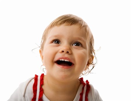 Happy Toddler girl portrait isolated on white Stockbilder - Microstock & Abonnement, Bildnummer: 400-04820335