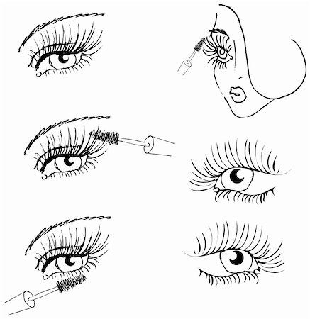 eye lash face woman cosmetic make-up icons set Stock Photo - Budget Royalty-Free & Subscription, Code: 400-04820580