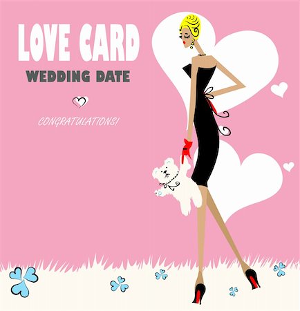 Glamour fashion Love card with woman & bear poster Stock Photo - Budget Royalty-Free & Subscription, Code: 400-04820590