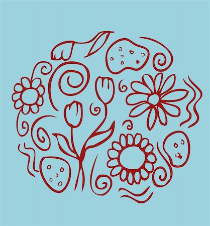 simsearch:400-04813900,k - Floral background flower emblem on blue Stock Photo - Budget Royalty-Free & Subscription, Code: 400-04820671