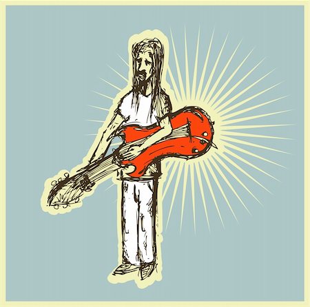 simsearch:400-05196498,k - Rock man with  guitar illustration Stockbilder - Microstock & Abonnement, Bildnummer: 400-04820701