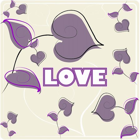 simsearch:400-04731188,k - Love you greeting card, invitation, poster. Vector heart flower with leaf Foto de stock - Super Valor sin royalties y Suscripción, Código: 400-04820744