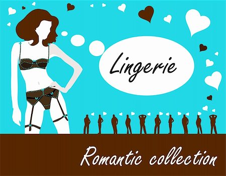Romantic lingerie collection card, poster, label with sexy nude woman & group of men Stock Photo - Budget Royalty-Free & Subscription, Code: 400-04820768