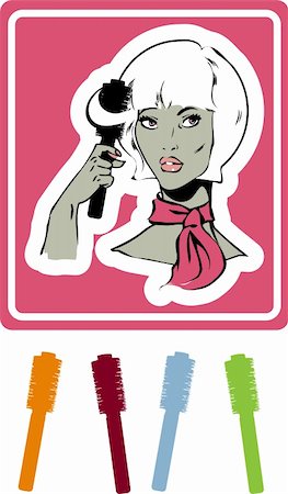 simsearch:400-08094595,k - woman make up icon, card, poster, sticker. hair brush & Hairdressing salon Stock Photo - Budget Royalty-Free & Subscription, Code: 400-04820777