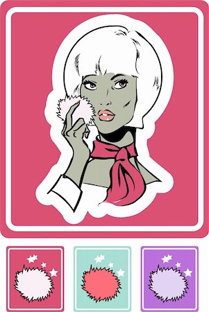 simsearch:400-04172129,k - woman make up icon, card, poster, sticker. powder & sponge Stock Photo - Budget Royalty-Free & Subscription, Code: 400-04820780