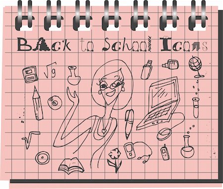 simsearch:400-07050311,k - Back to school doodle fake paper notebook Photographie de stock - Aubaine LD & Abonnement, Code: 400-04820838