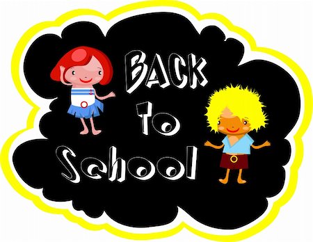 Back to school illustration with happy kids joy Stock Photo - Budget Royalty-Free & Subscription, Code: 400-04820840