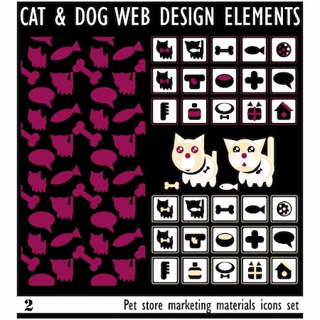 retro cat pattern - Big Pets web site icons set and background Stock Photo - Budget Royalty-Free & Subscription, Code: 400-04820859