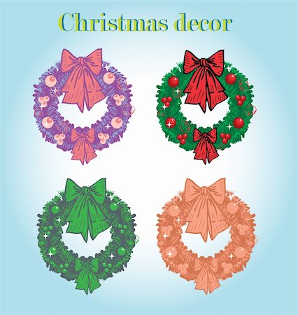 simsearch:400-04546543,k - Christmas Wreaths Foto de stock - Royalty-Free Super Valor e Assinatura, Número: 400-04820863