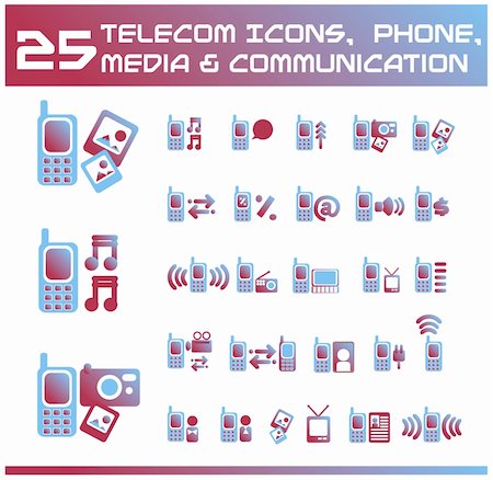 Telecom, media and communication icons. vector Icons for Web Applications. Phone for  Business, Office, Internet, School and Education. Foto de stock - Royalty-Free Super Valor e Assinatura, Número: 400-04821025