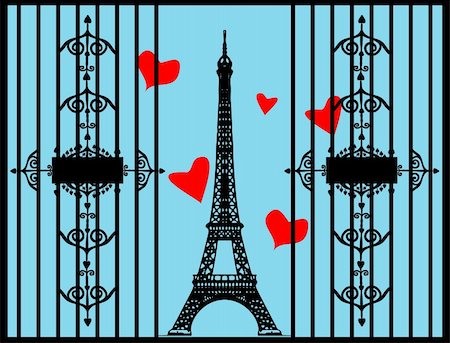 simsearch:400-06059898,k - Love Paris vector eiffel tower in retro vintage style ad poster card Foto de stock - Royalty-Free Super Valor e Assinatura, Número: 400-04821057