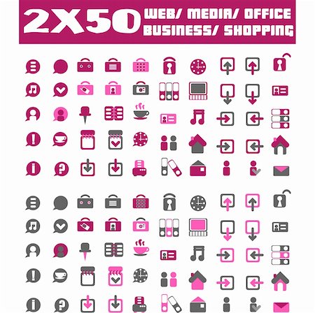 simsearch:400-04955160,k - Hundred vector Icons for Web Applications. Web, medical, media, shopping and other. Stock Photo - Budget Royalty-Free & Subscription, Code: 400-04821074
