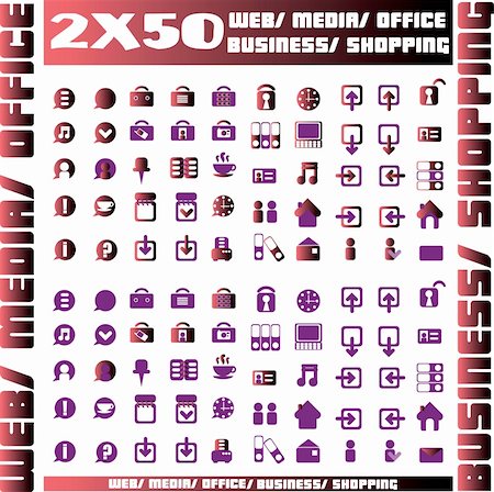 simsearch:400-04955160,k - Hundred vector Icons for Web Applications. Web, medical, media, shopping and other. Stock Photo - Budget Royalty-Free & Subscription, Code: 400-04821087