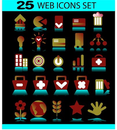 simsearch:400-04656121,k - Icon Set for Web Applications - Vector on dark background Photographie de stock - Aubaine LD & Abonnement, Code: 400-04821129