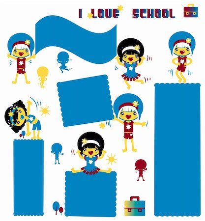 draw silhouette faces - Kids school banners set. Happy active children Stock Photo - Budget Royalty-Free & Subscription, Code: 400-04821210