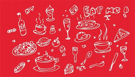 food tattoos - Fake tattoo Food Icon Set Doodle sketch Eat me! Stock Photo - Budget Royalty-Free & Subscription, Code: 400-04821238