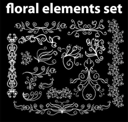 simsearch:400-05267292,k - floral elements set vector design elements fake flower tattoo Stock Photo - Budget Royalty-Free & Subscription, Code: 400-04821244