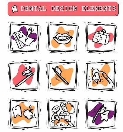 dental pictogram - At dentist's office icons set clipart Stock Photo - Budget Royalty-Free & Subscription, Code: 400-04821273