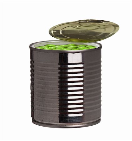 ringed seal - Open metallic tin can with green peas isolated on white background Stock Photo - Budget Royalty-Free & Subscription, Code: 400-04821323